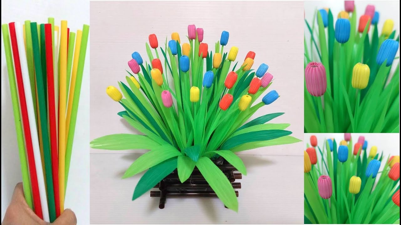 Mini tulips from straws ดอกไม้จากหลอด ดอกทิวลิปมินิจากหลอด by มายมิ้นท์