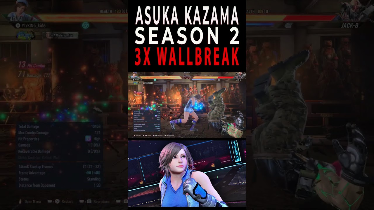 Asuka Kazama New Season 2 Triple Wall Break Combo 