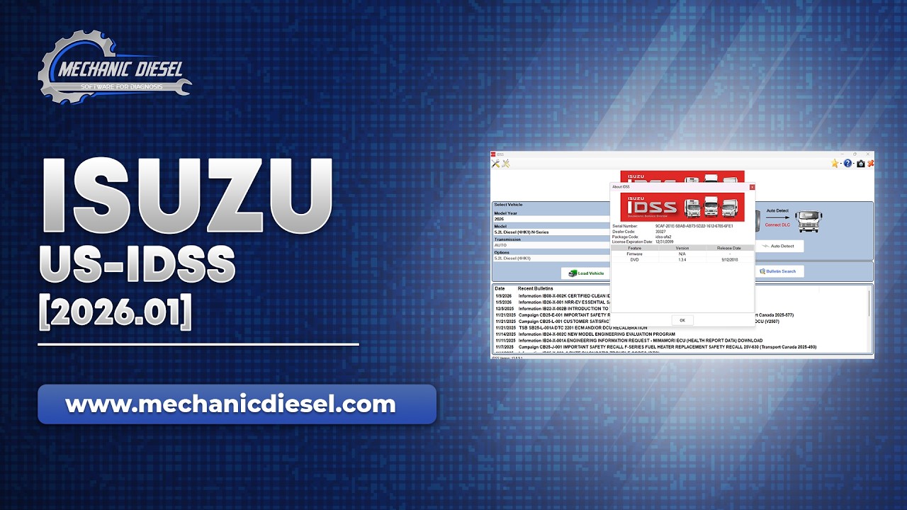 Exploration of ISUZU US-IDSS DIAGNOSTIC SERVICE SYSTEM 13.8.9.1 [2026.01] Software Features