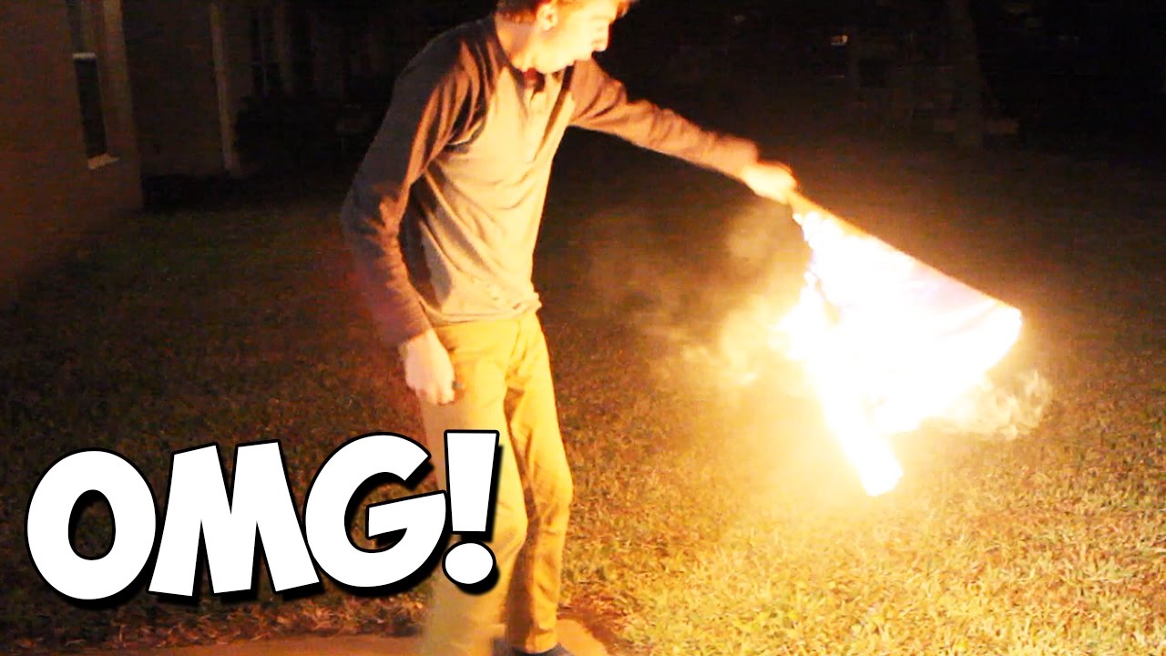 HE ALMOST SET HIMSELF ON FIRE IN OUR BACKYARD....