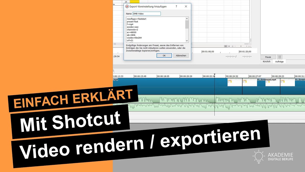 Ein Video mit Shotcut rendern - Software-Videohandbuch - einfach erkl&auml;rt!