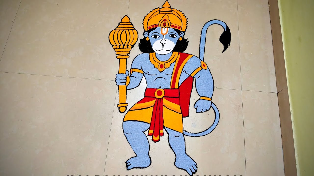 Anjaneyar Freehand Rangoli ✨🎉🪔