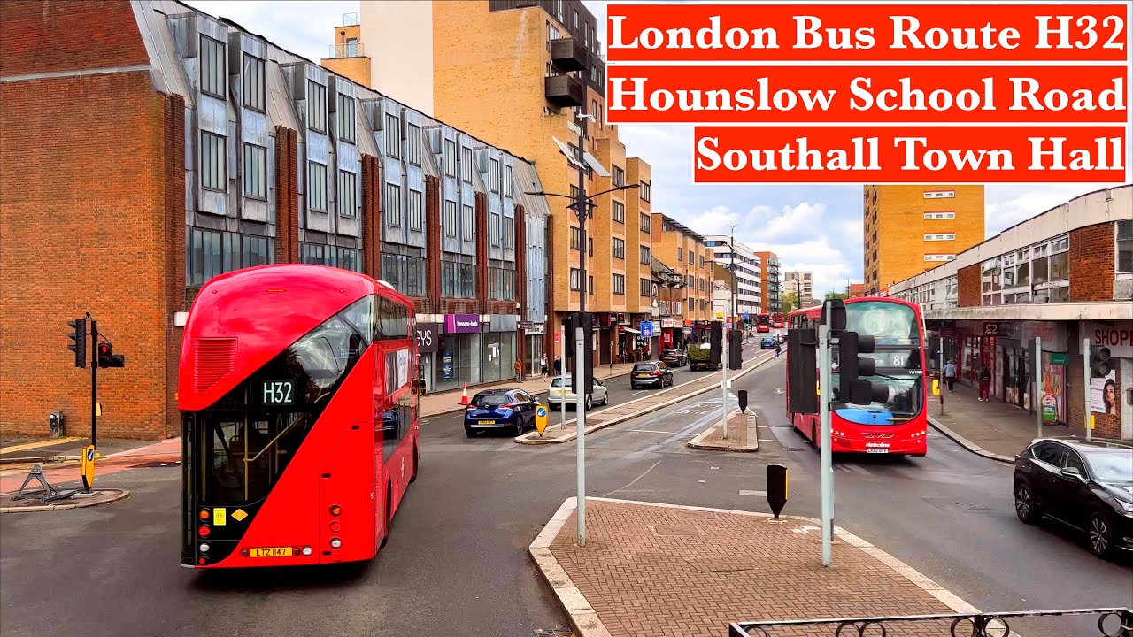 4K Bus Ride H32| Hounslow Bus Station| Hounslow Heath| Towards Southall Town Hall| 2023