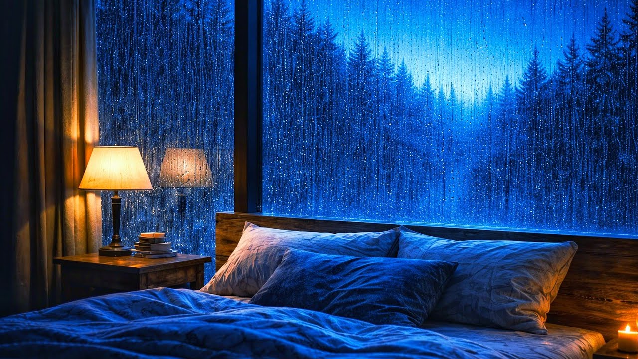 Rain Pounding on Glass & Cricket Sounds 🌧️🦗 Night Rain Ambience for Deep Sleep & Relaxation (No Ads)