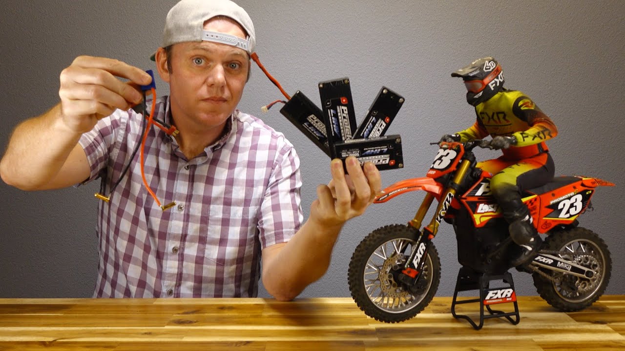 Установка гоночных аккумуляторов в мотоцикл Losi Pro Moto Dirt Bike