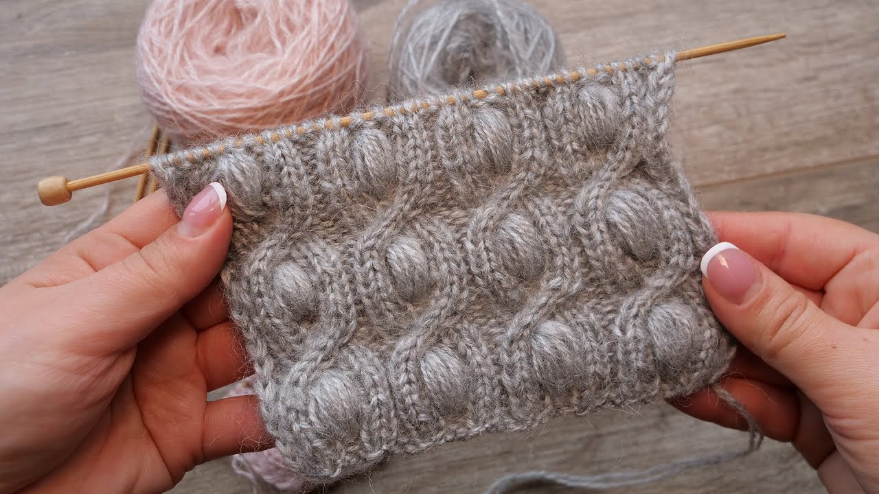 Узор «Bobble & Cable» спицами 🎭 knitting pattern