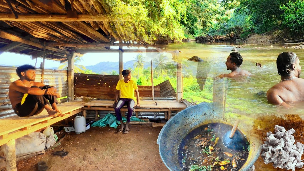 Wild Boar Cooking & Roti in the Forest | Relaxing Rice Field Adventure & Stream Bath