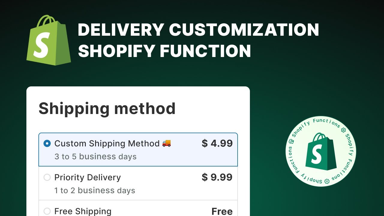 Shopify Function Tutorial - Delivery Customization Function