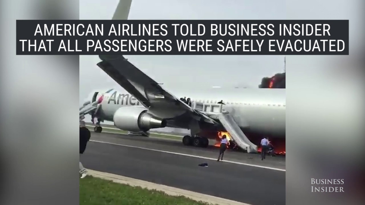 An American Airlines plane caught fire