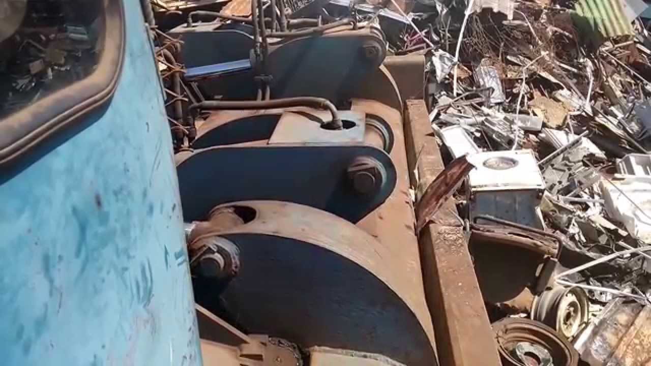 Car Baler (Mizer) In Operation Crushing Scrap Metal - The Terminator