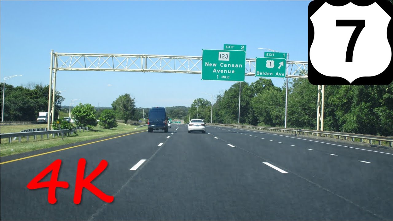 ⁴ᴷ US 7 (Norwalk, CT) northbound [4K VIDEO]
