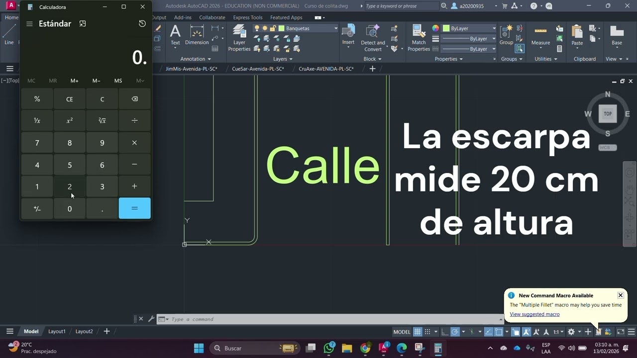 AutaCad 2026 English como hacer banquetas 2 3