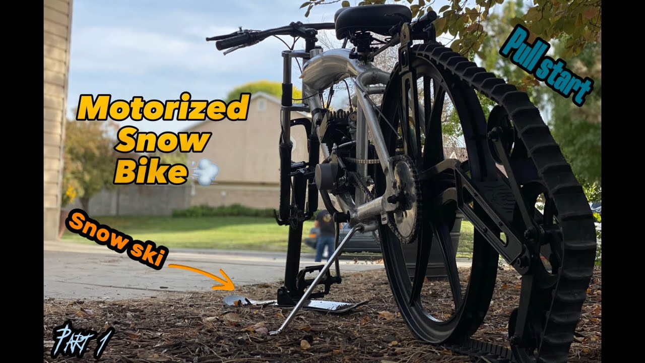 MOTORIZED Snow Bicycle Build!! (New Pull Start, Carb, and Ktrax Ski and Track Kit.)