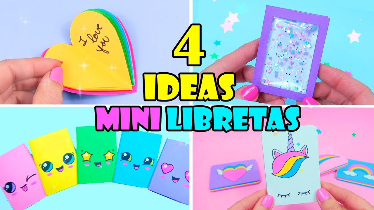 4 DIY MINI LIBRETAS - Una hoja de papel, Corazón, Líquidas, Magnéticas