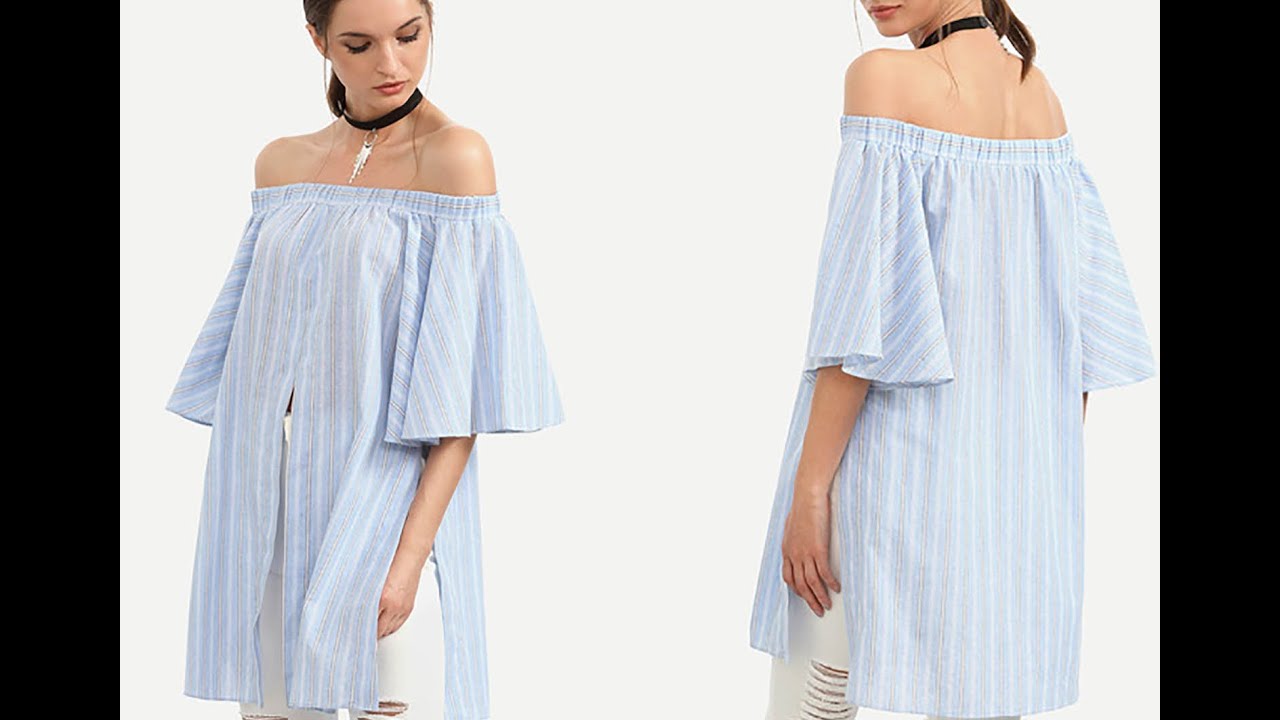 How To Make A Offshoulder Blouse  With Front & Side Slit ( Easy Sewing)