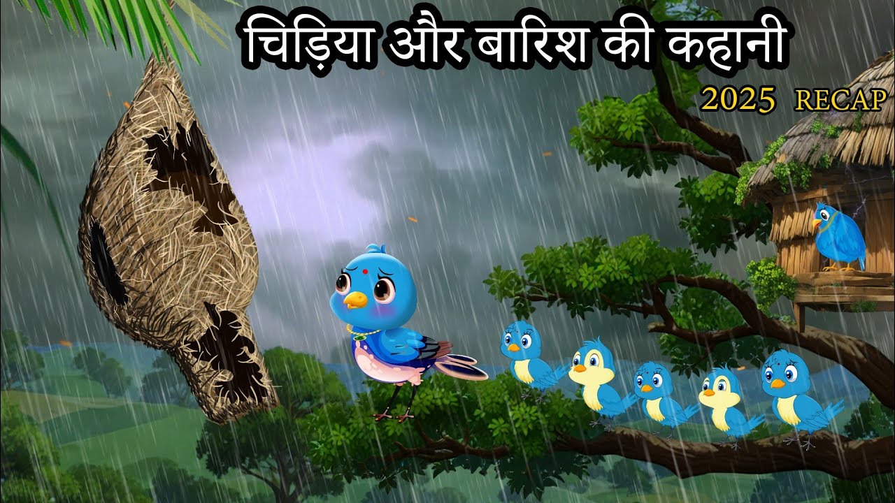 चिड़िया और बारिश | चिड़िया के पांच बच्चे | 2025 chidiya ki kahani | Full movie | Lado chidiya