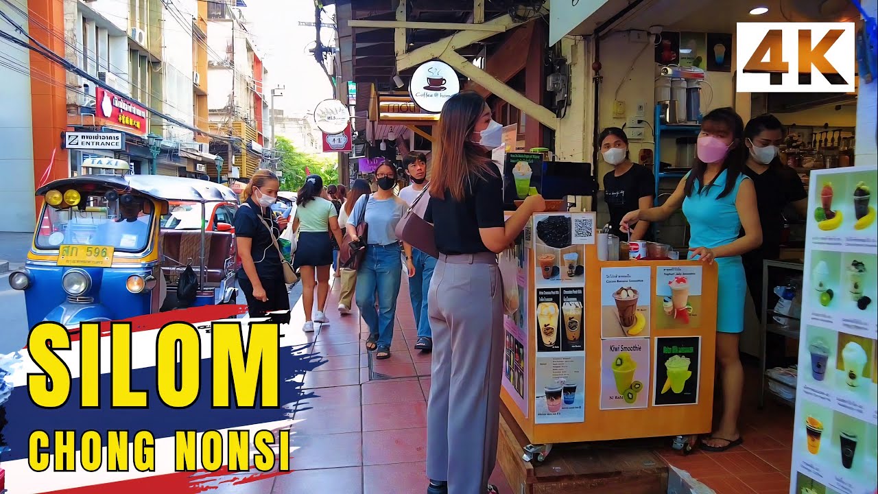 [4K] Silom - Chong Nonsi in Bangkok 🇹🇭 Walking Tour (ASMR City Sounds)