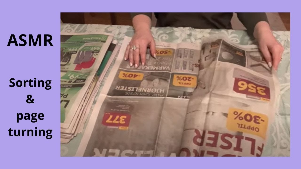 ASMR | Sorting and page turning of weekly ads, newspaper style | No talking