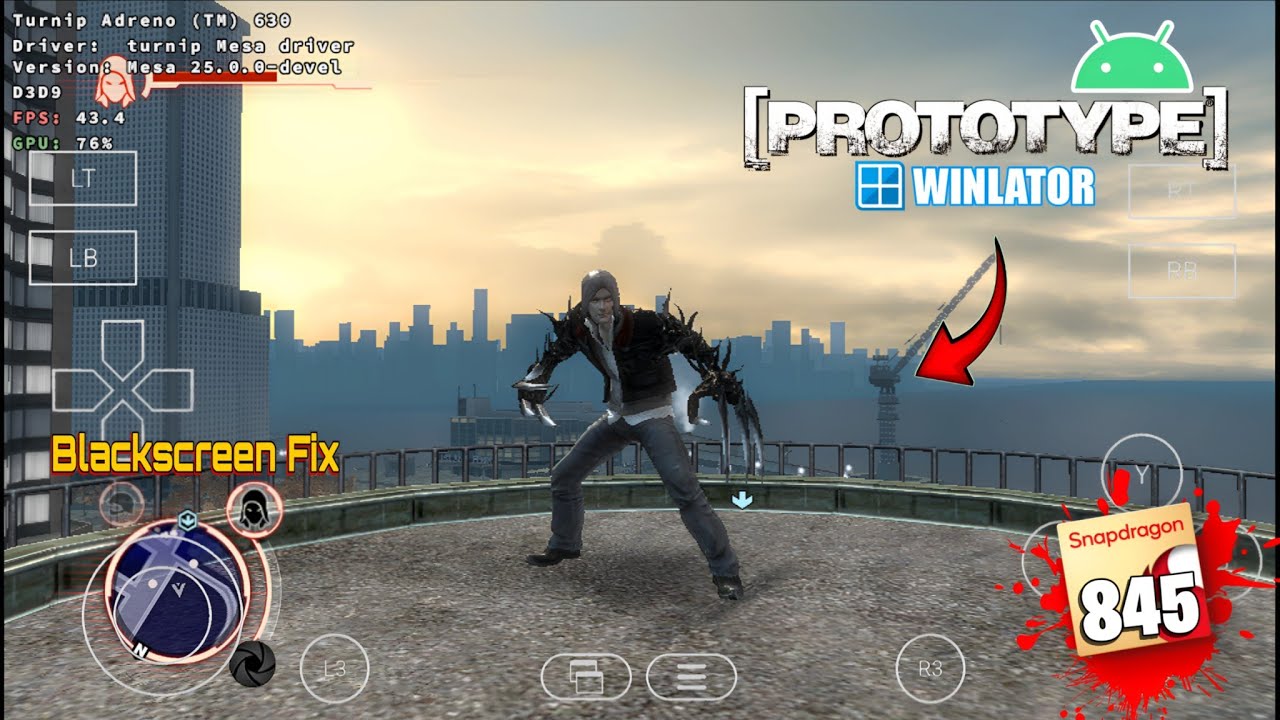 Prototype on Android (Windows Emulator) - Winlator Bionic - Gameplay Test on Snapdragon 845 
