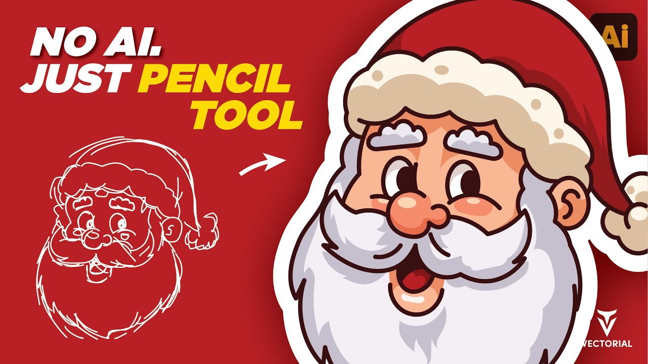Урок по созданию Санта-Клауса в Adobe Illustrator | Векторная графика, нарисованная от руки