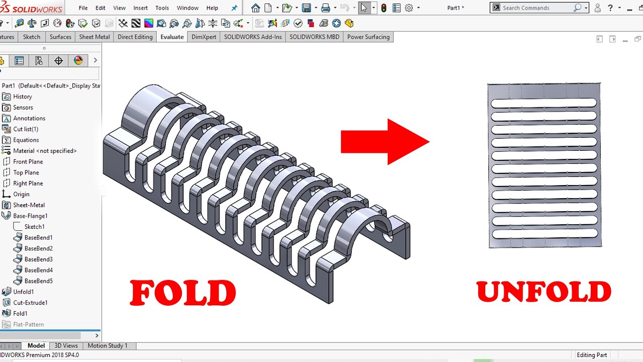 ⚡ Функция сгибания и разгибания листового металла Solidworks