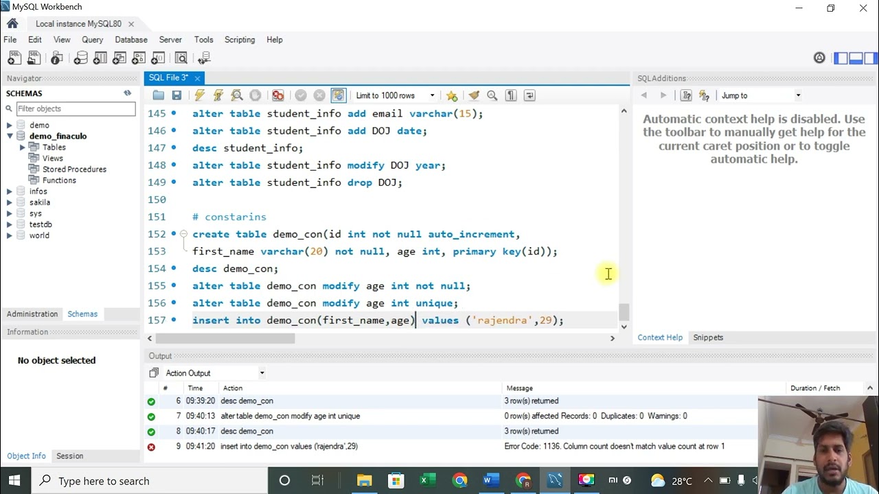 SQL for Analytics | SQL Constrains  4