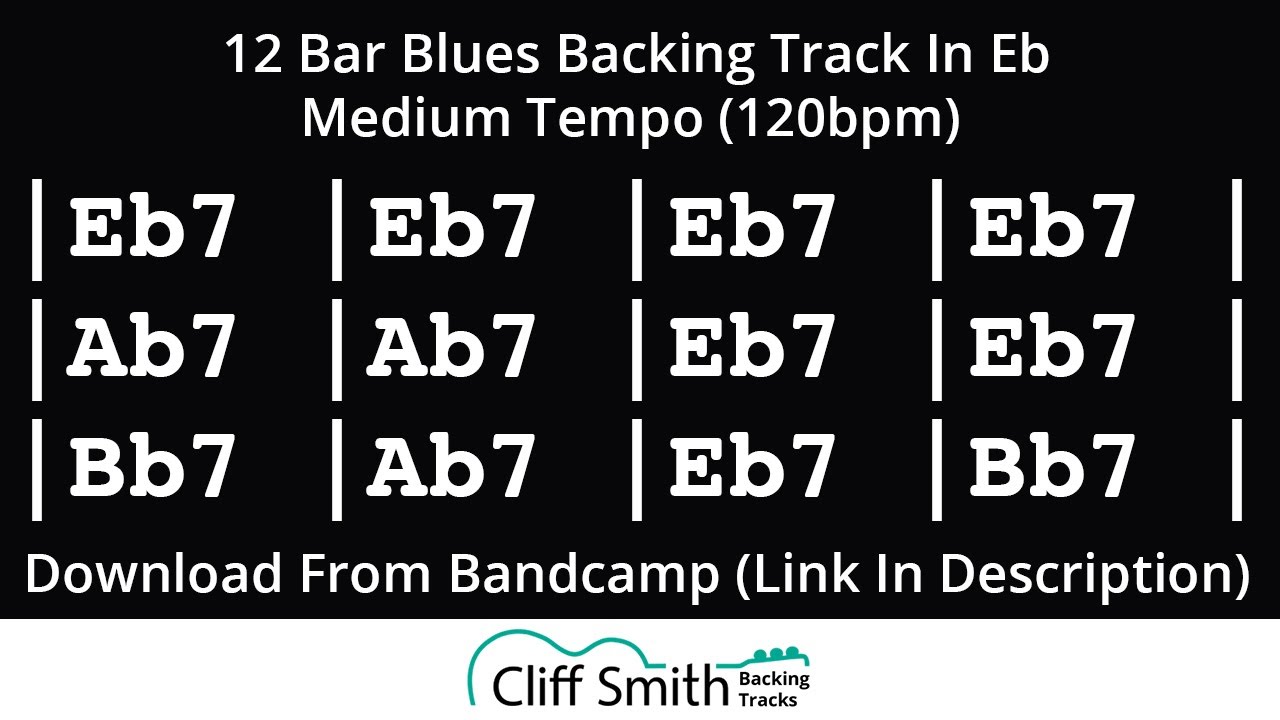 Eb - Medium Tempo 12 Bar Blues Backing Track (120bpm)