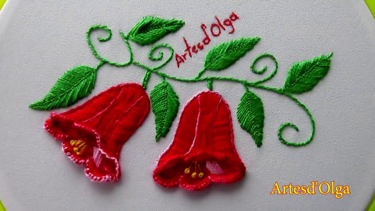 Ручная вышивка: чилийский колокольчик | Копиуэ ​​| Национальный цветок Чили. Ручная вышивка | Art...