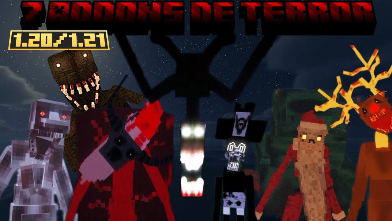 ¡TOP 7 ADDONS DE TERROR PARA MINECRAFT BEDROCK 1.20 - 1.21!💀