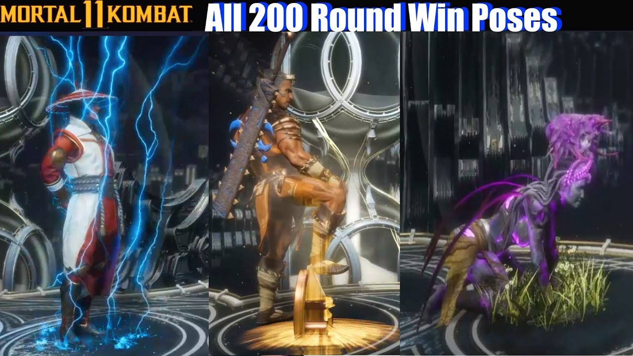 MK11 All Unlockable End of Round Taunts (Round Win Poses) - Mortal Kombat 11