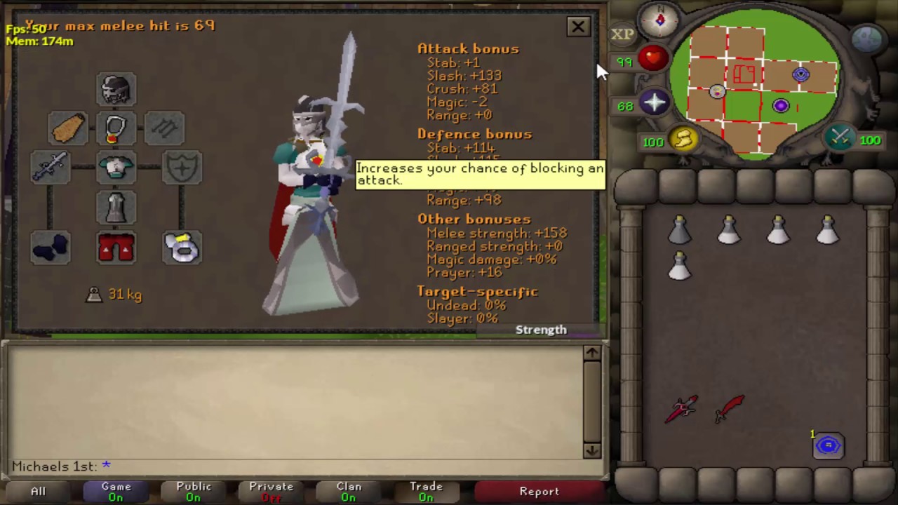 Michaels Runescape School Max hit Calculation Melee OSRS