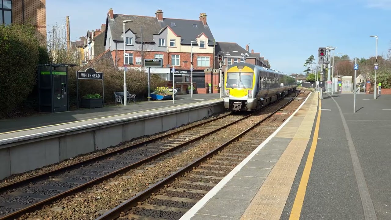NIR 3000 Class DMUs 3001 + 3002 on a test train at Whitehead , Magheramorne & Glynn. 8/3/26