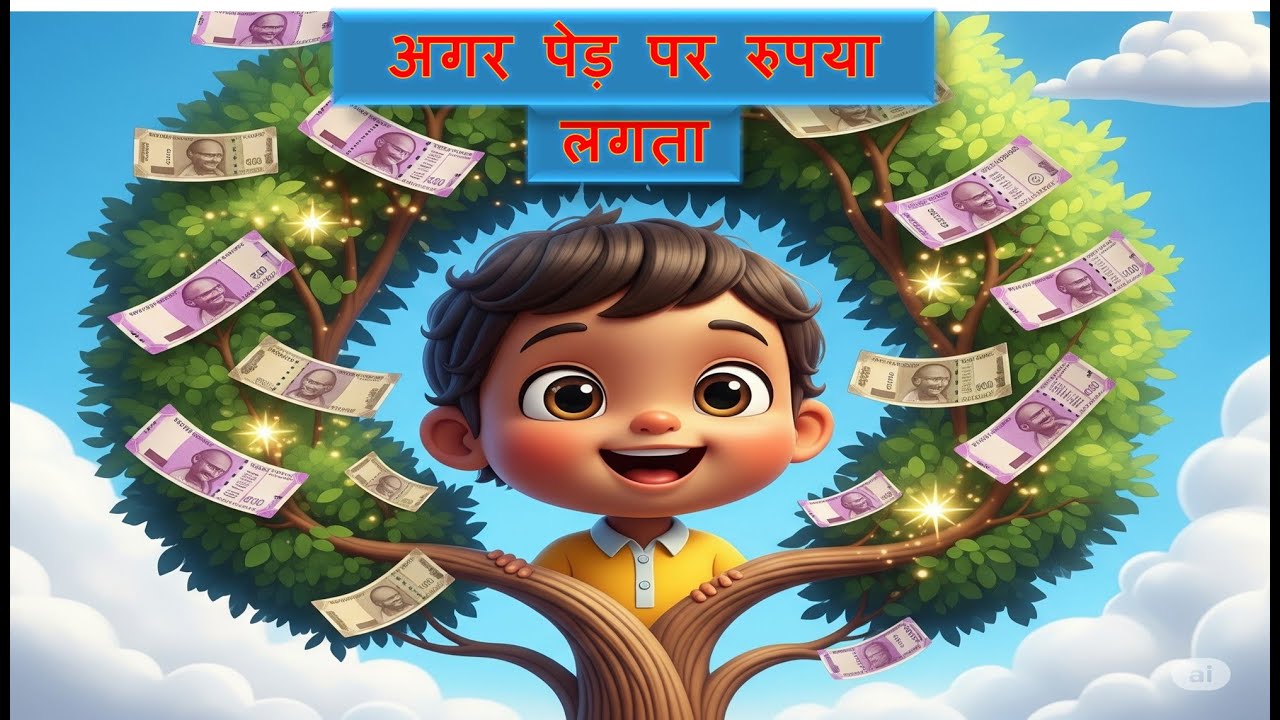 अगर पेड़ पर रुपया लगता? बच्चों की मज़ेदार कविता | Funny Hindi Poem for Kids | Cartoon Video