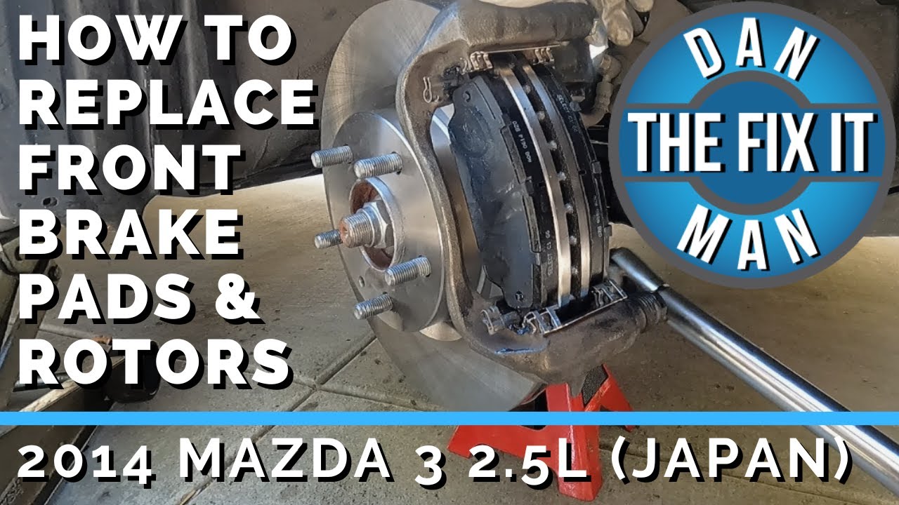 MAZDA 3 2.5L 2014 г. — замена передних тормозных колодок и дисков — сделано в Японии — легко свои...