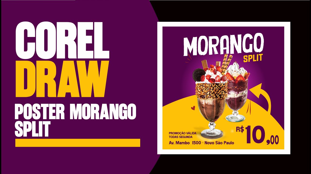 CORELDRAW - Como Criar um Poster de AÇAÍ COM MORANGO(Passo a Passo) 2026 #SocialMediaDesign