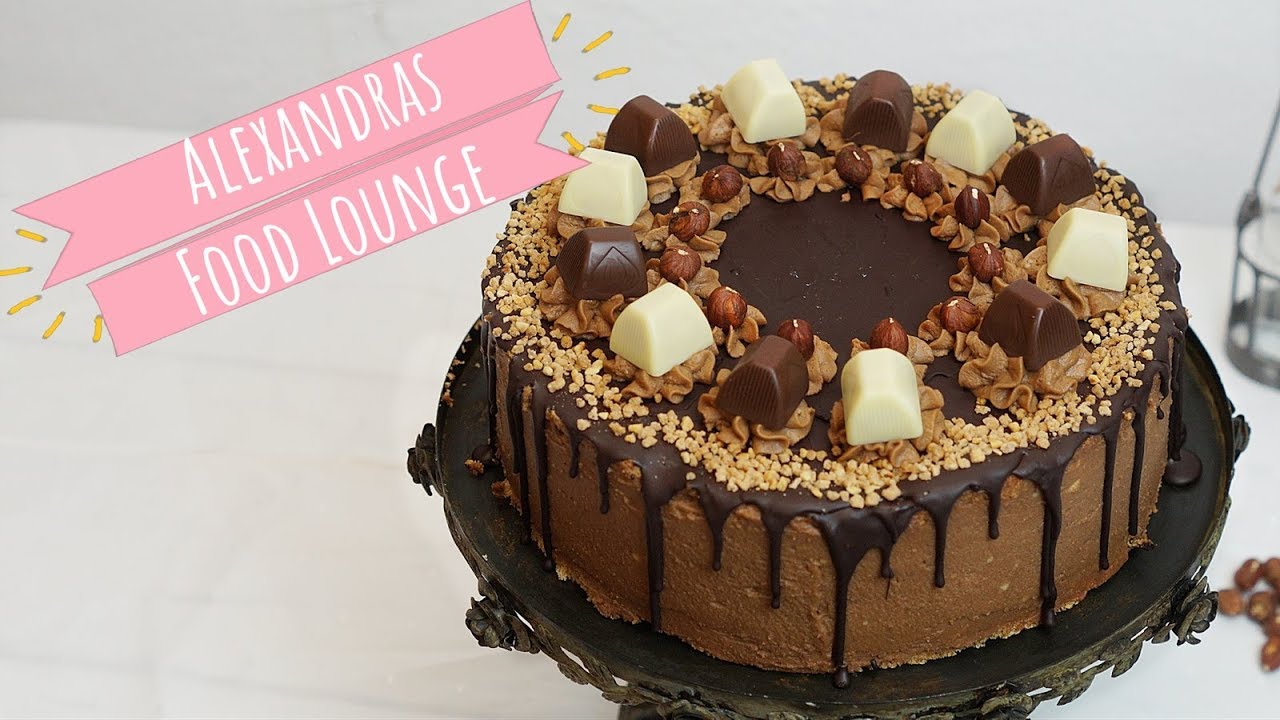 Nougat Windbeutel Haselnuss Drip Torte mit  Ferrero Küsschen