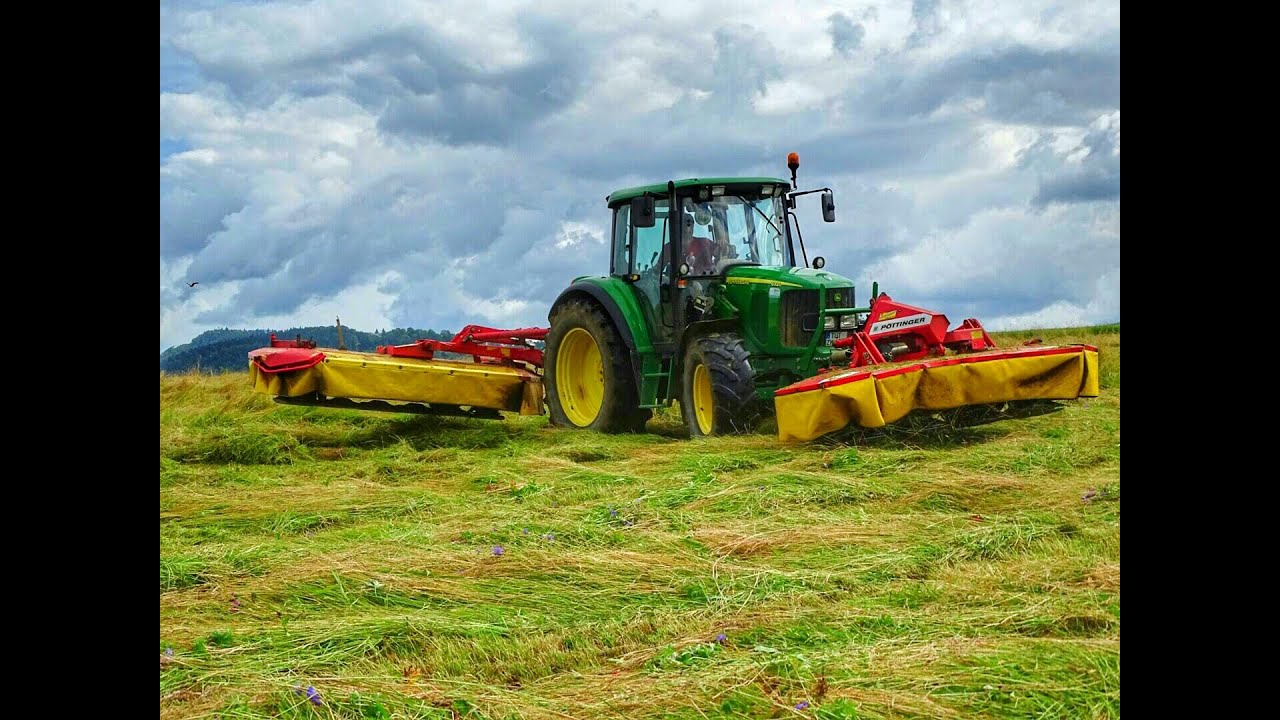 1. Schnitt 2016 ►Mähen ► John Deere 6320 + Pöttinger