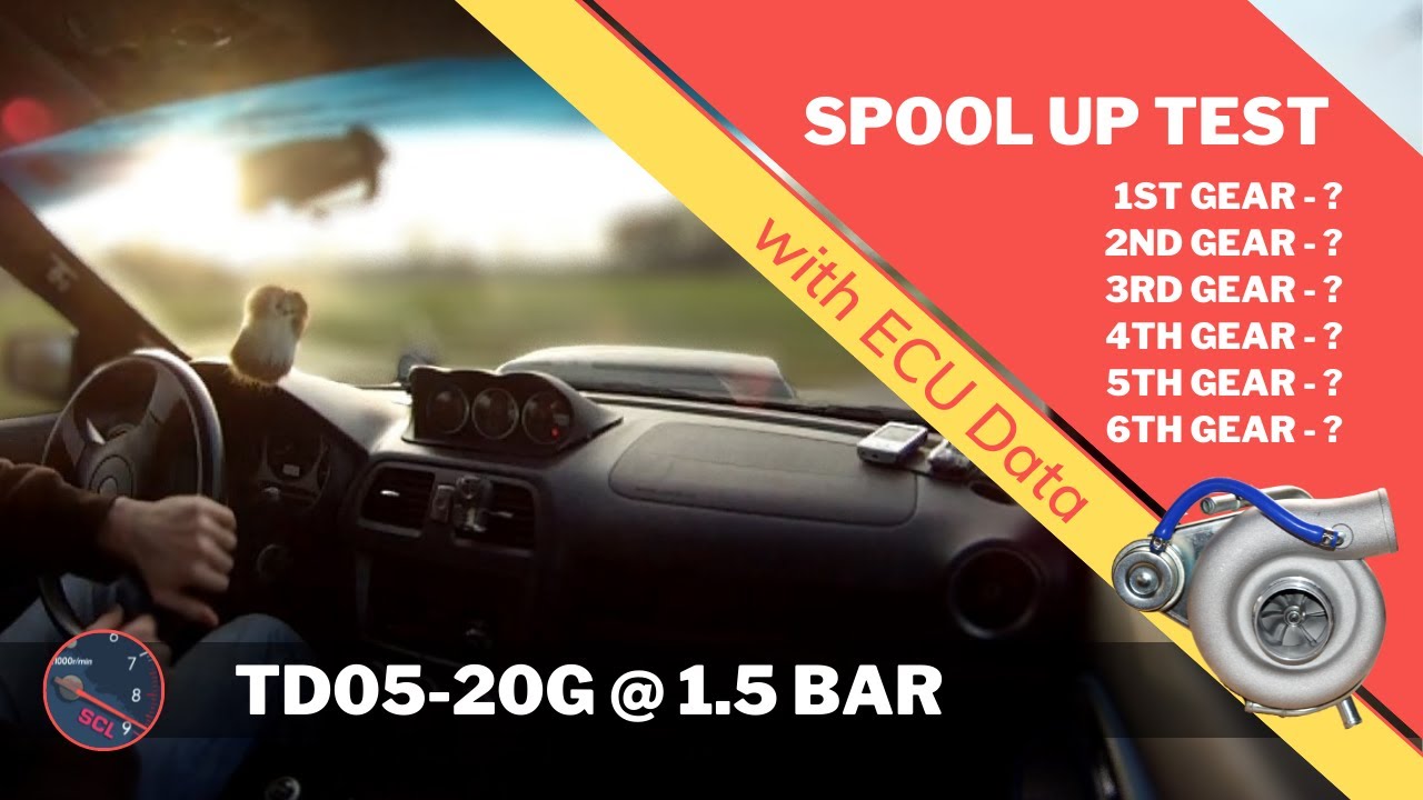 TD05-20G @ 1.5 bar - Short Spool Up/Lag Test All Gears (1st to 6th Individually) + 0-60 mph 4.4s