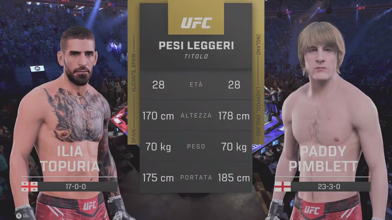 Paddy piblet VS  Ilia Topuria