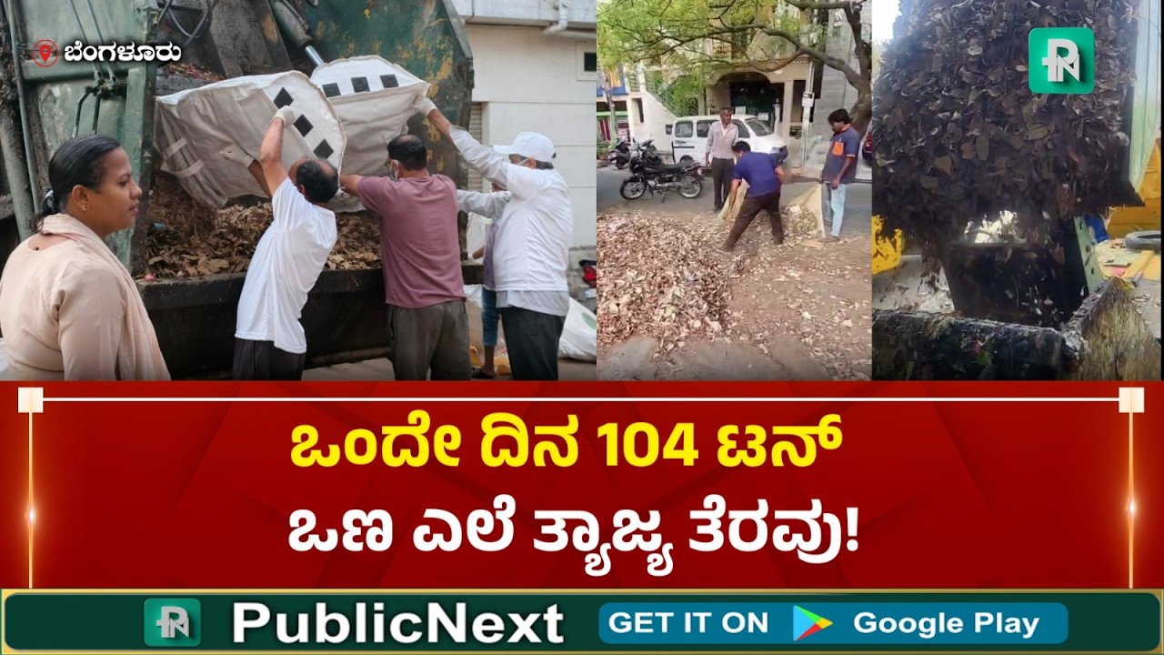ಒಂದೇ ದಿನ 104 ಟನ್ ಒಣ ಎಲೆ ತ್ಯಾಜ್ಯ ತೆರವು!