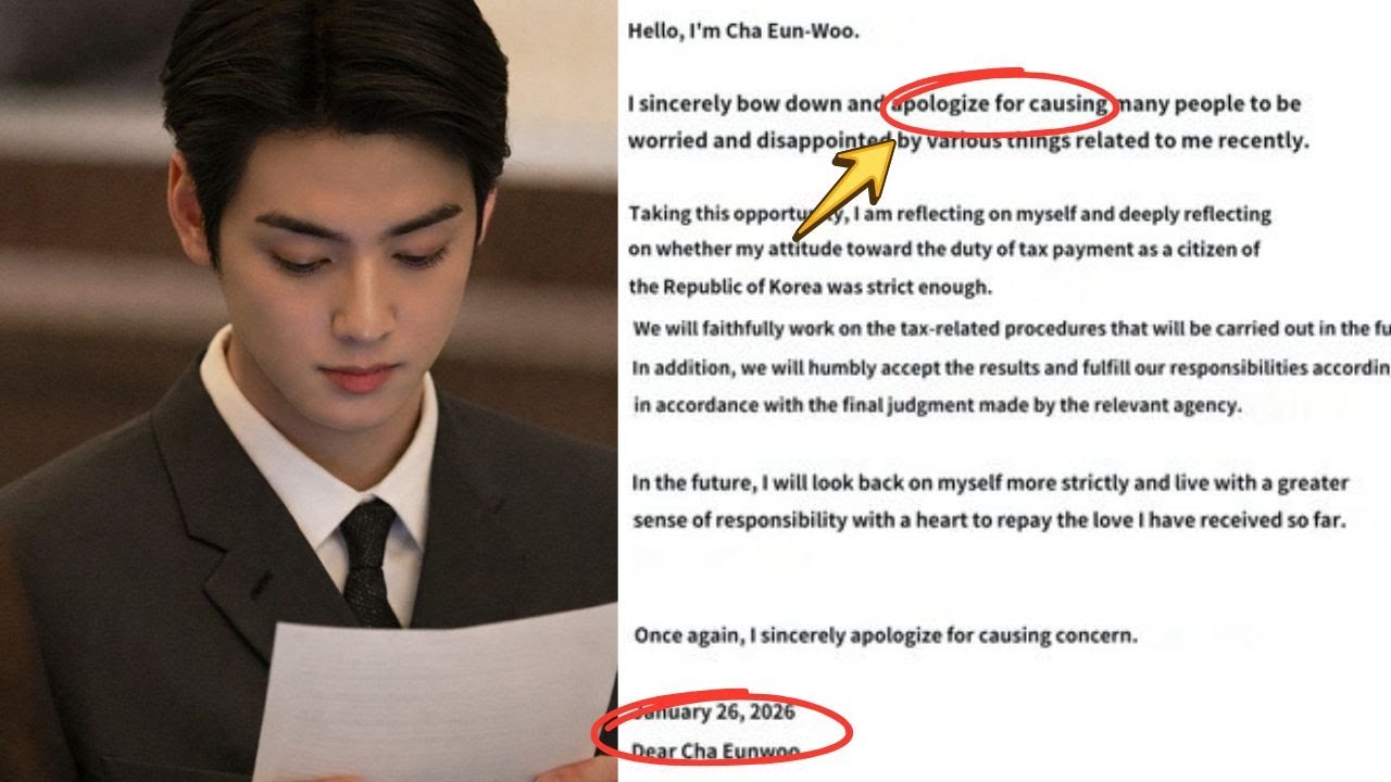 Cha Eun-woo Handwritten Letter Circulates: A Sincere Apology Regarding Alleged 200 Billion Won in...