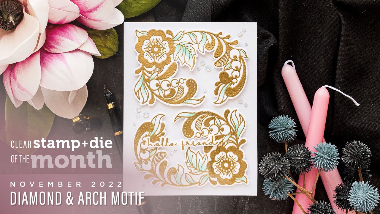 Spellbinders November 2022 Clear Stamp + Die of the Month &ndash; Diamond & Arch Motif