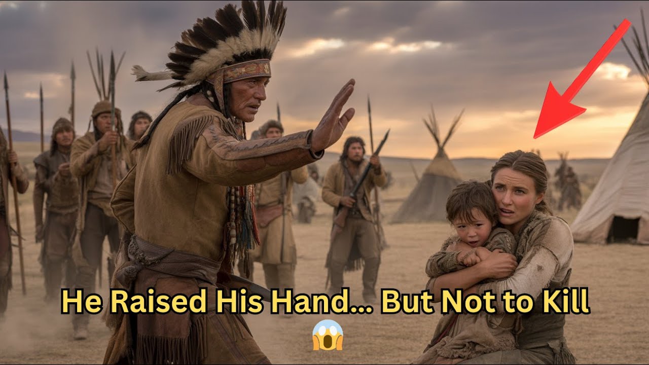 COMANCHE CHIEF CATCHES CAPTURED WHITE WOMAN PROTECTING HER CHILD FROM HIS MEN… AND STEPS IN HIMSELF