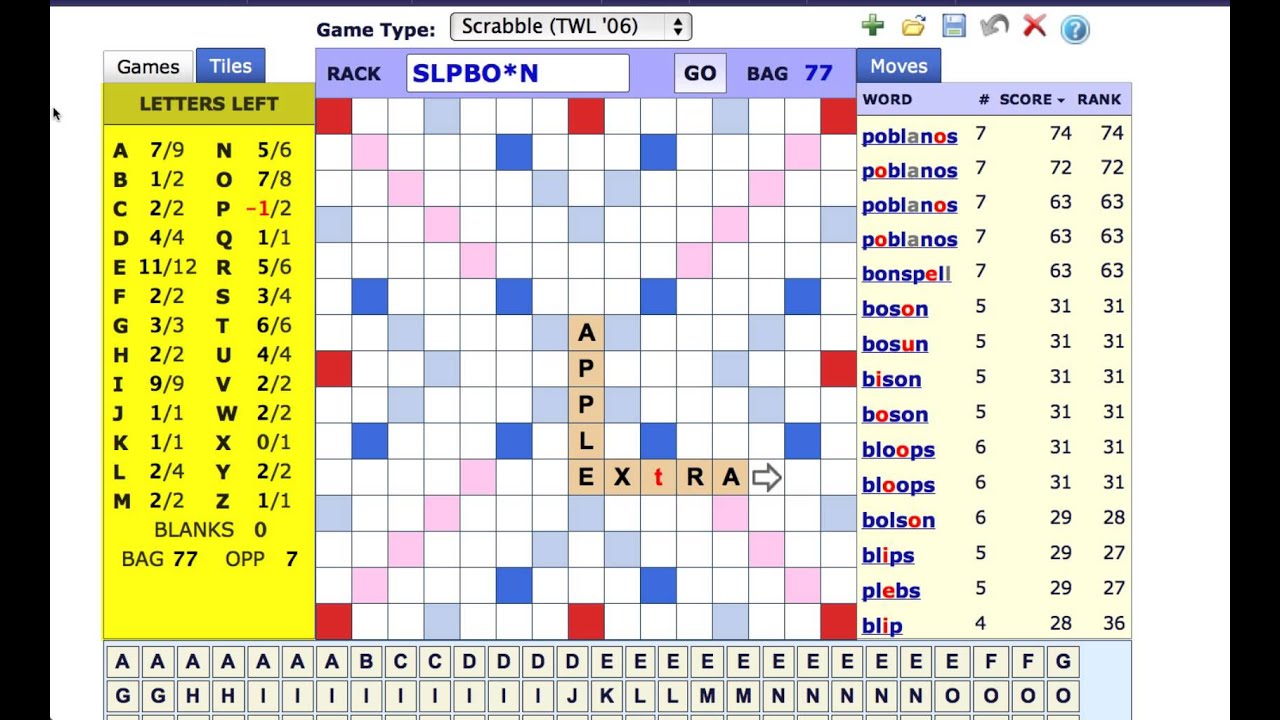 Scrabble Cheat at Wordplays