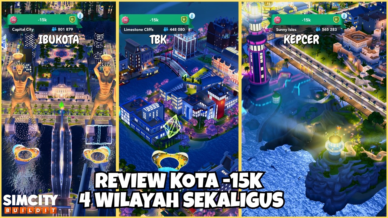 REVIEW KOTA SEMUA PULAU ISI POHON LEGENDS | KOTA -15K  SIMCITY BUILDIT