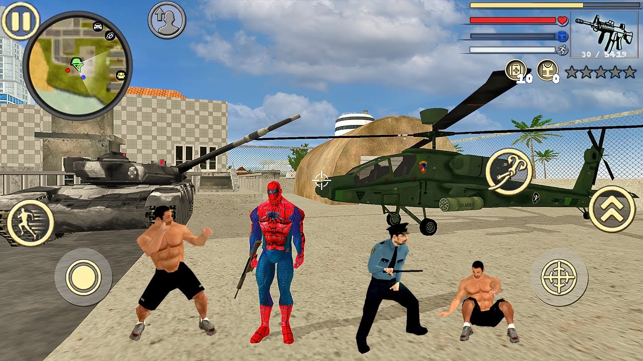 Spider Rope Hero Vice Town - Tank & Helicopter - Android Gameplay