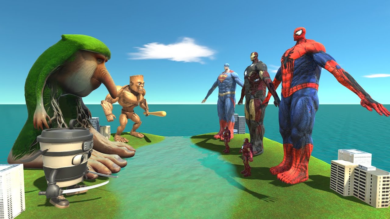 Brainrot Animals Memes Brr Brr Patapim Team VS Colossal Titan Iron Man in ARBS