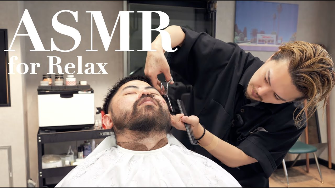 💈 【ASMR】 ヒゲと髪を「お任せで」。外国人風スタイルに生まれ変わった｜理容師Genkiの技術 #011
