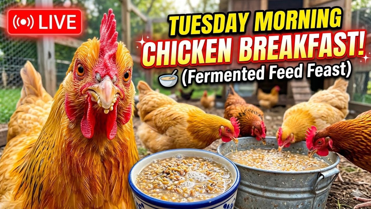 LIVE: Tuesday Morning Chicken Breakfast 🐓🐔☕️🥞 ( Fermented Feed Feast)