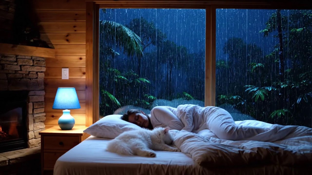Засыпайте Мгновенно 🌧️ Мощный Дождь по Стеклянной Крыше Дома | Звуки Тёмной Лесной Ночи